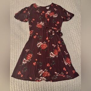 Xhilaration Burgundy Floral Mini Dress